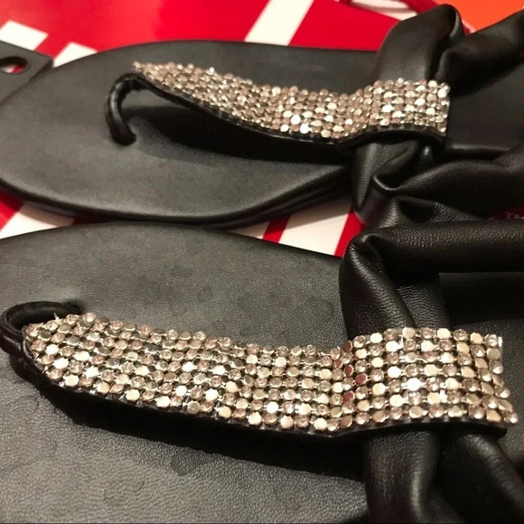 Guess Black Shimmer Bling Sandals GELLAR FLIP FLOP - Picture 4 of 8